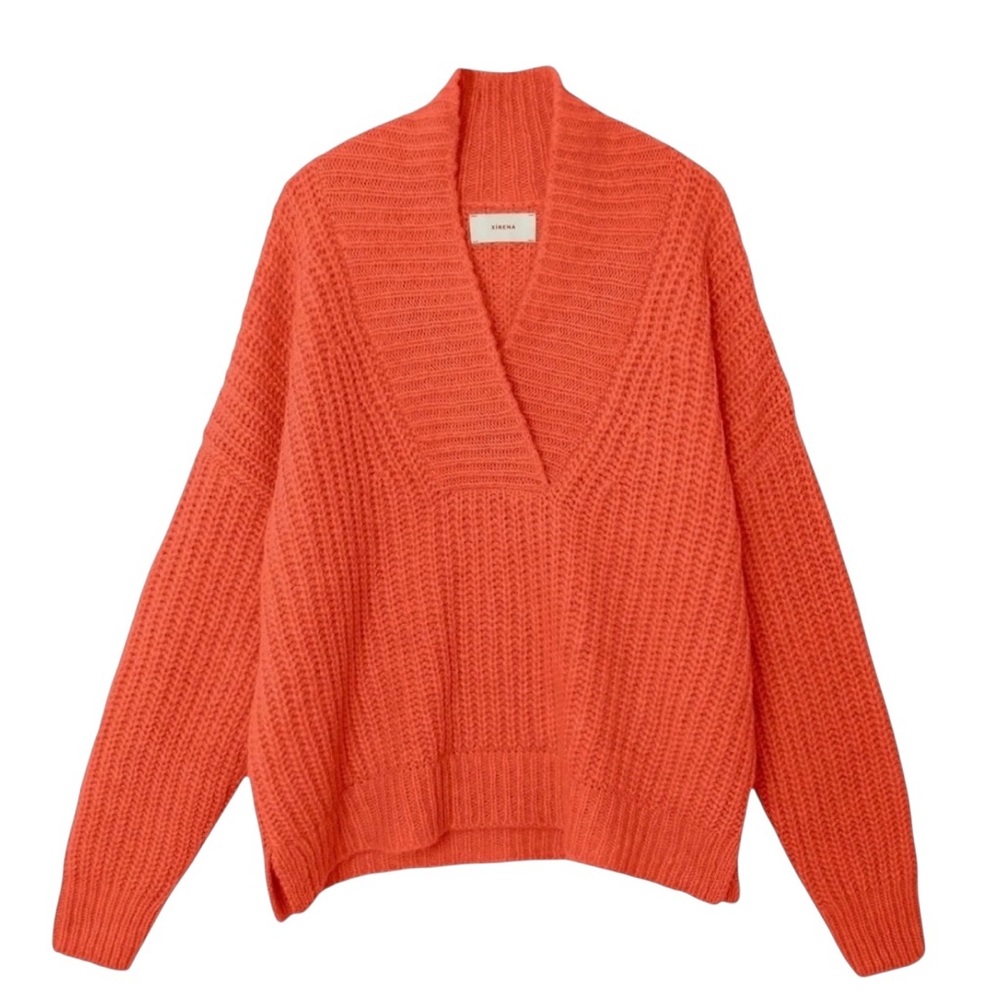 XiRENA Keyes Alpaca & Wool Chunky Rib Knit Crossover V-Neck Pullover Sweater